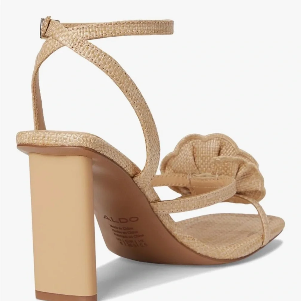 Aldo Sienna Mae Beige Heels with Rose Detail - Picture 3 of 6